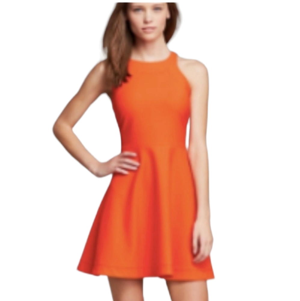 Elizabeth and James tangerine orange racerback fit and flare knit dress sz 4